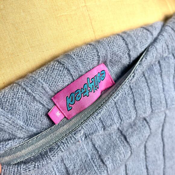 Edikted Blue off shoulder sweater with horizontal stripes and asymmetrical hem - Picture 6 of 6